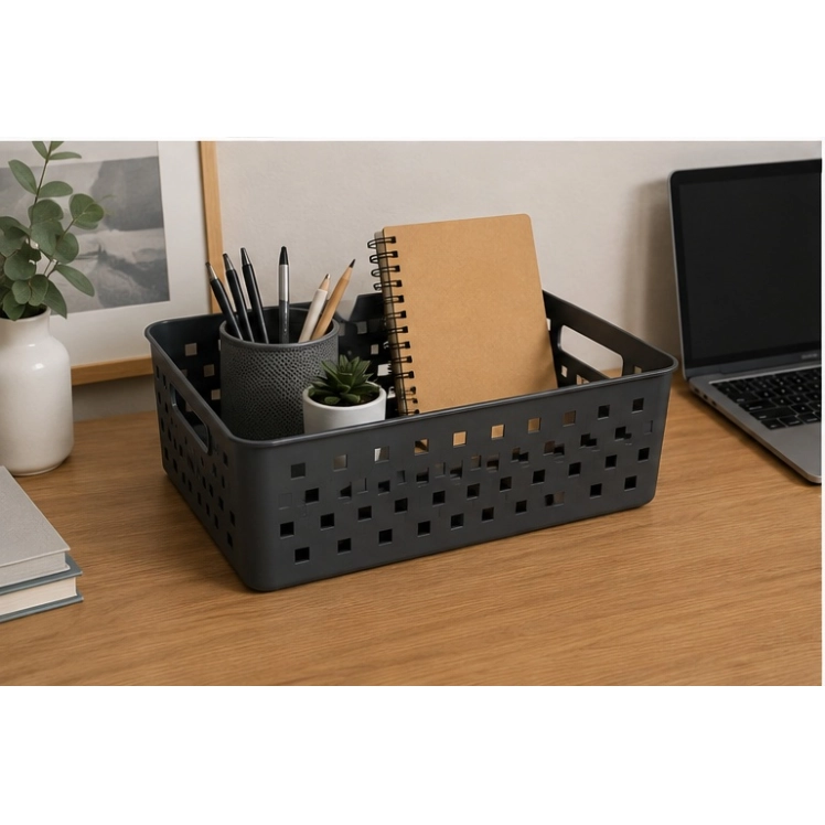 Cesto Organizador Quadratta 34X27X9cm Chumbo - PRMT4761