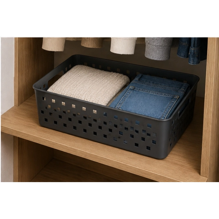 Cesto Organizador Quadratta 34X27X9cm Chumbo - PRMT4761