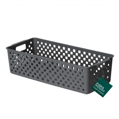 Cesto Organizador Quadratta 34X15X9cm Chumbo - PRMT4762