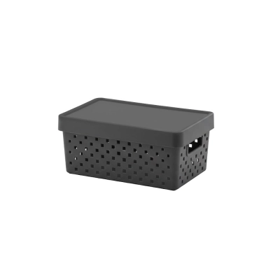 Cesto Organizador Quadratta com Tampa M 29x19x12cm - PRMT4758 Chumbo