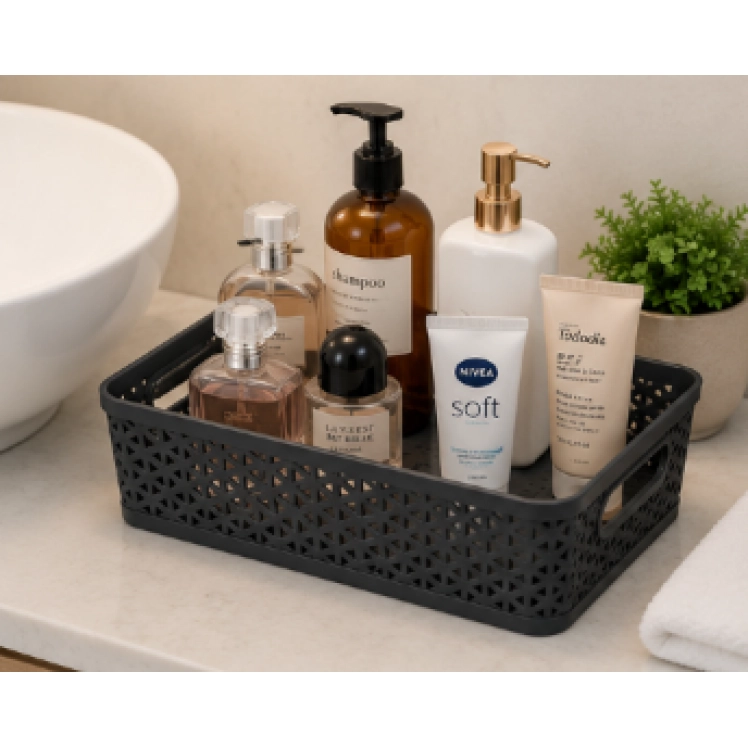 Cesto Organizador Quadratta 27x 21x8cm Chumbo - PRMT4763