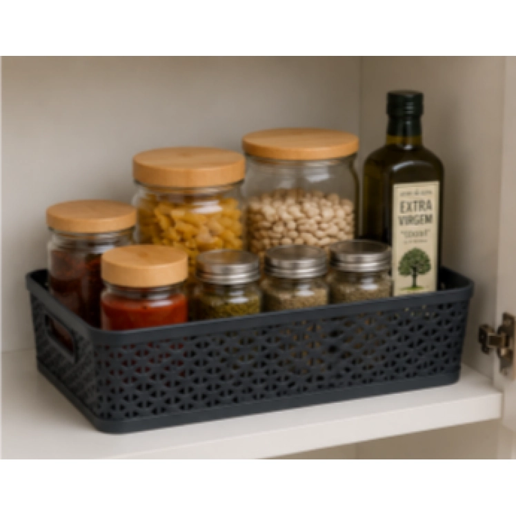 Cesto Organizador Quadratta 27x 21x8cm Chumbo - PRMT4763