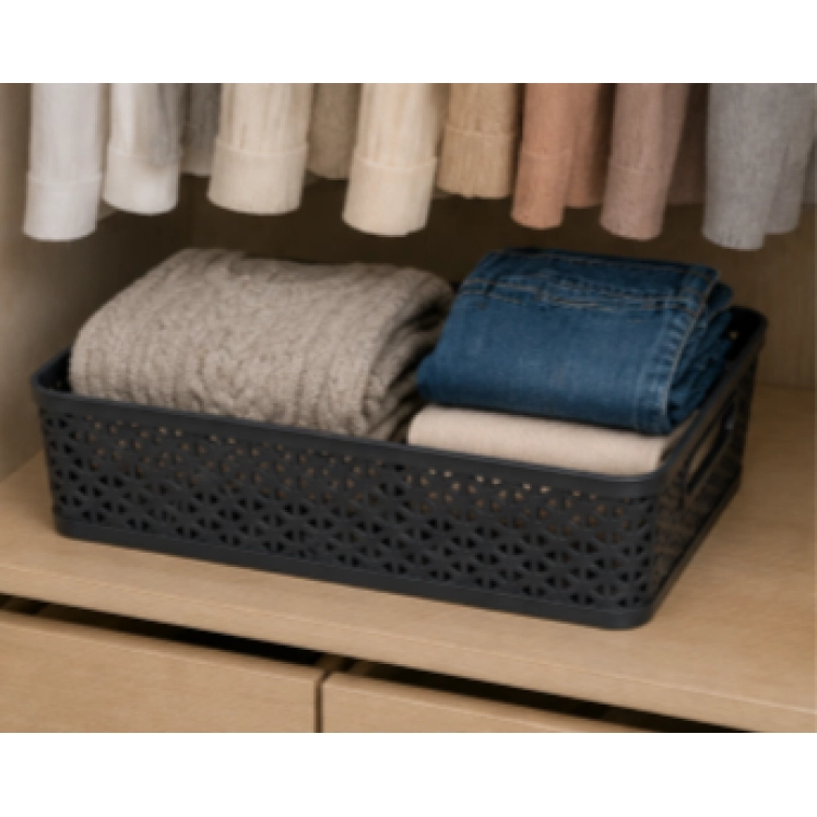 Cesto Organizador Quadratta 27x 21x8cm Chumbo - PRMT4763