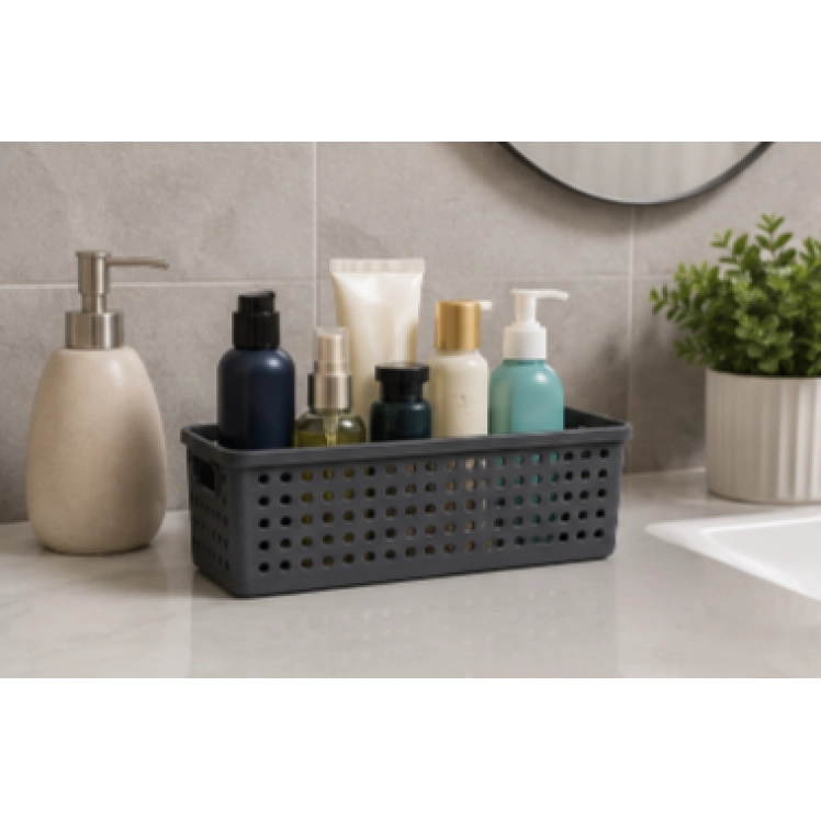 Cesto Organizador Quadratta 27X11x8cm Chumbo - PRMT4764