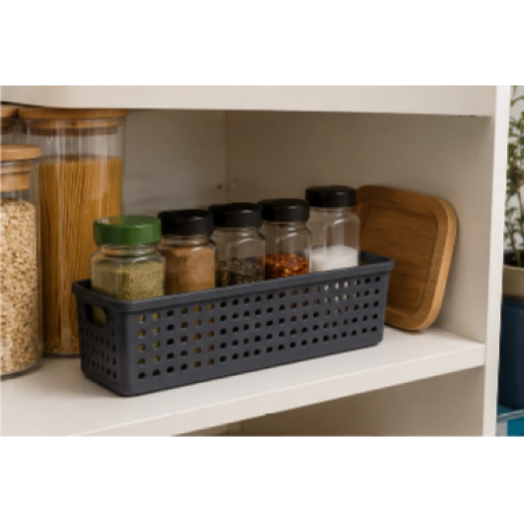 Cesto Organizador Quadratta 27X11x8cm Chumbo - PRMT4764