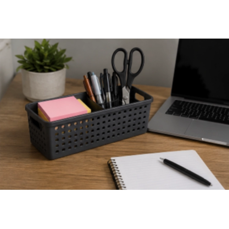 Cesto Organizador Quadratta 27X11x8cm Chumbo - PRMT4764