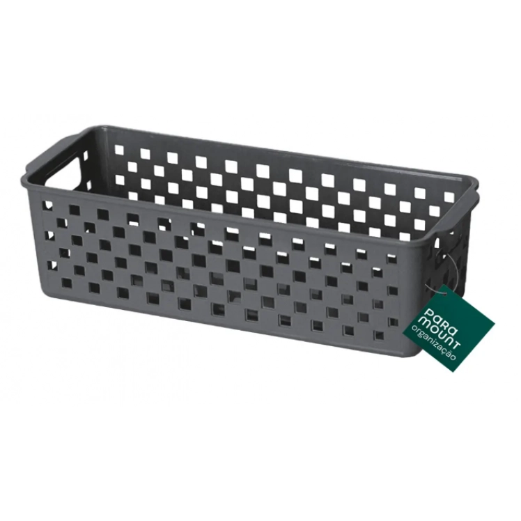 Cesto Organizador Quadratta 27X11x8cm Chumbo - PRMT4764