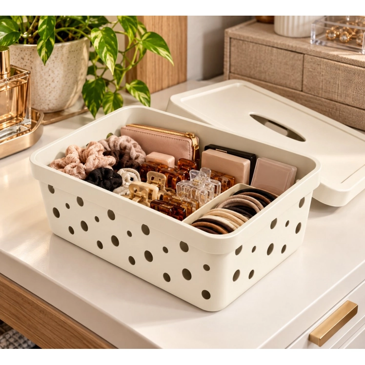 Caixa Organizadora 4,5 Litros Off-White 25x18x11,5cm - CP0003