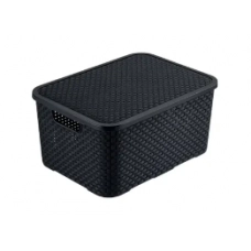Caixa Organizadora Rattan com Tampa Preta 7 Lts Média - MLCR1826 Caixa Organizadora Rattan com Tampa Preta 7 Lts Média - MLCR1826