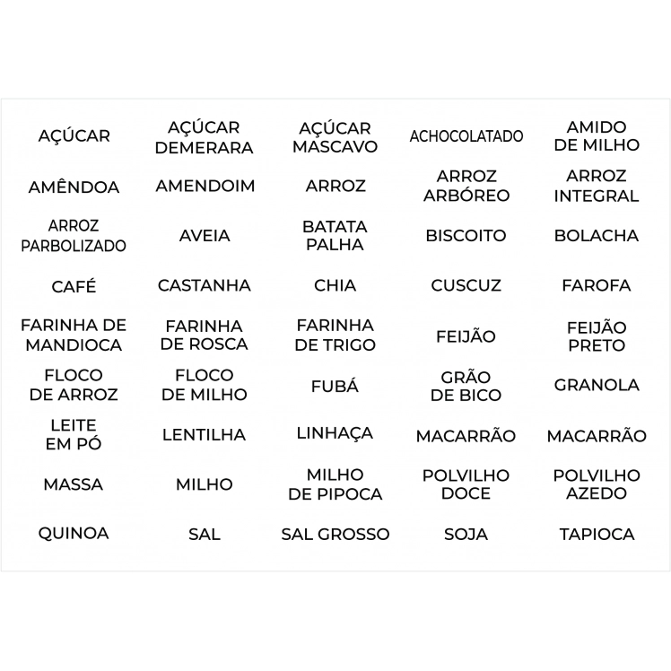 Kit Etiquetas para Mantimentos e Temperos 117 Unidades