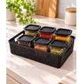 Kit Potes de Temperos com Cesto - 6un Preto