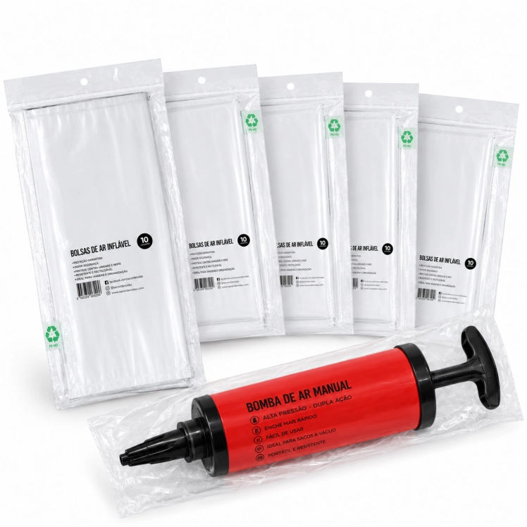 Kit Enchimento de Bolsa 5 Tamanhos + Bomba de Enchimento
