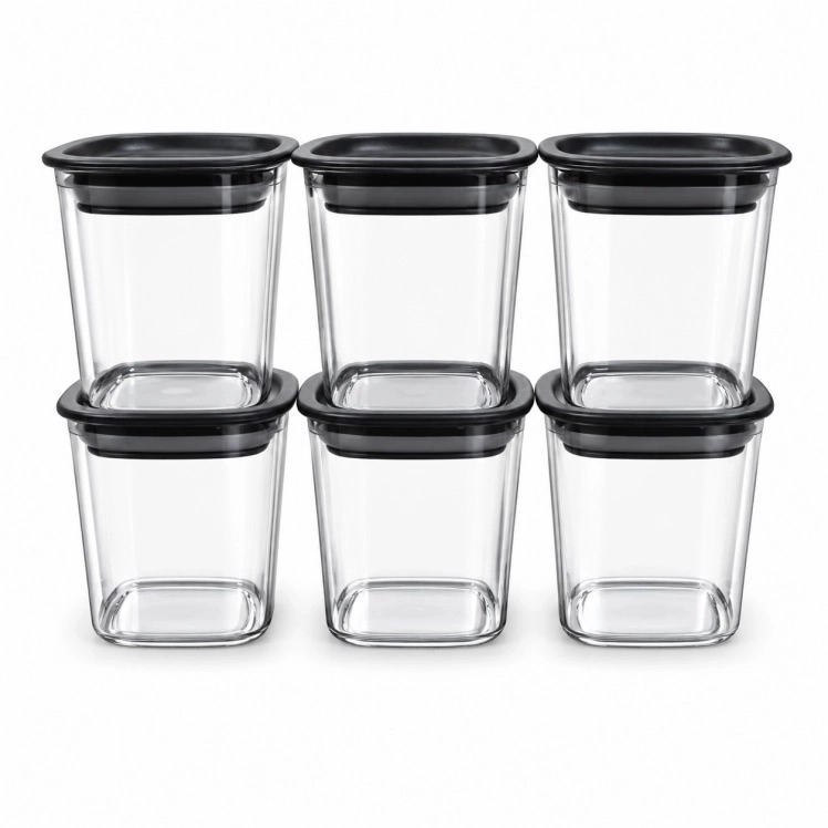 Kit Potes de Temperos com Cesto - 6un Preto