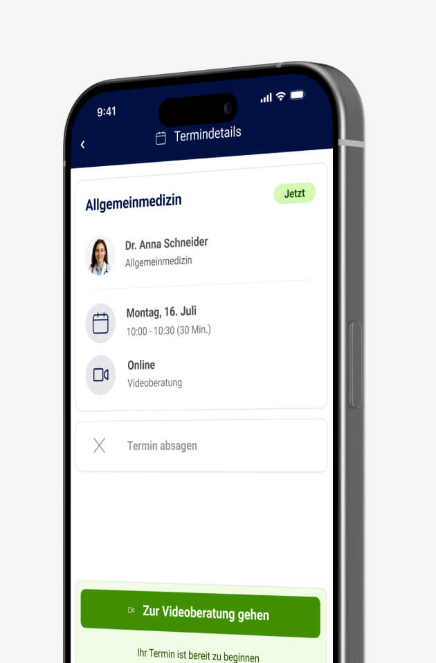 Pantalla de confirmación de cita para una consulta por videollamda con médicos o especialistas de la salud de MeetingDoctors