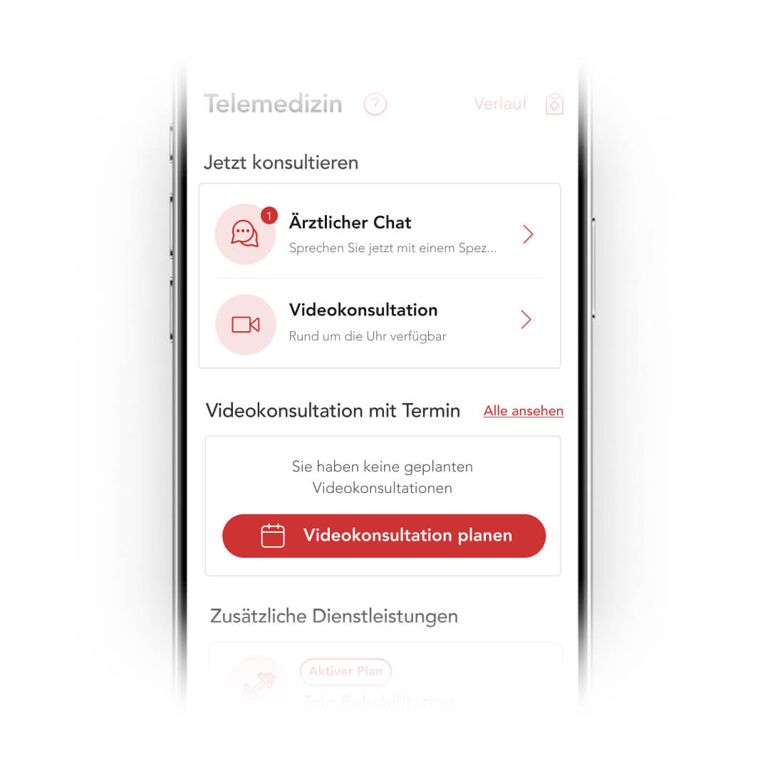 Beispielbildschirm des SDK von MeetingDoctors, integriert in die Gesundheits-App des Versicherers Línea Directa.