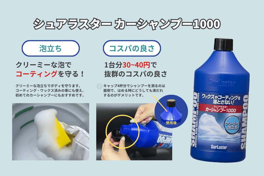 泡立ちの良いカーシャンプー