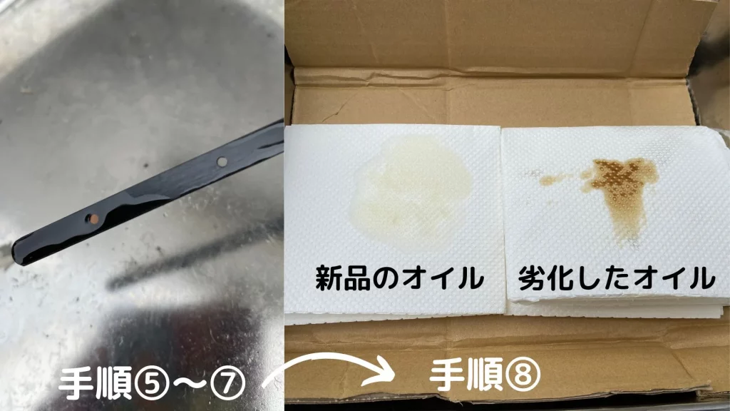 エンジンオイルの状態確認の手順　5～8