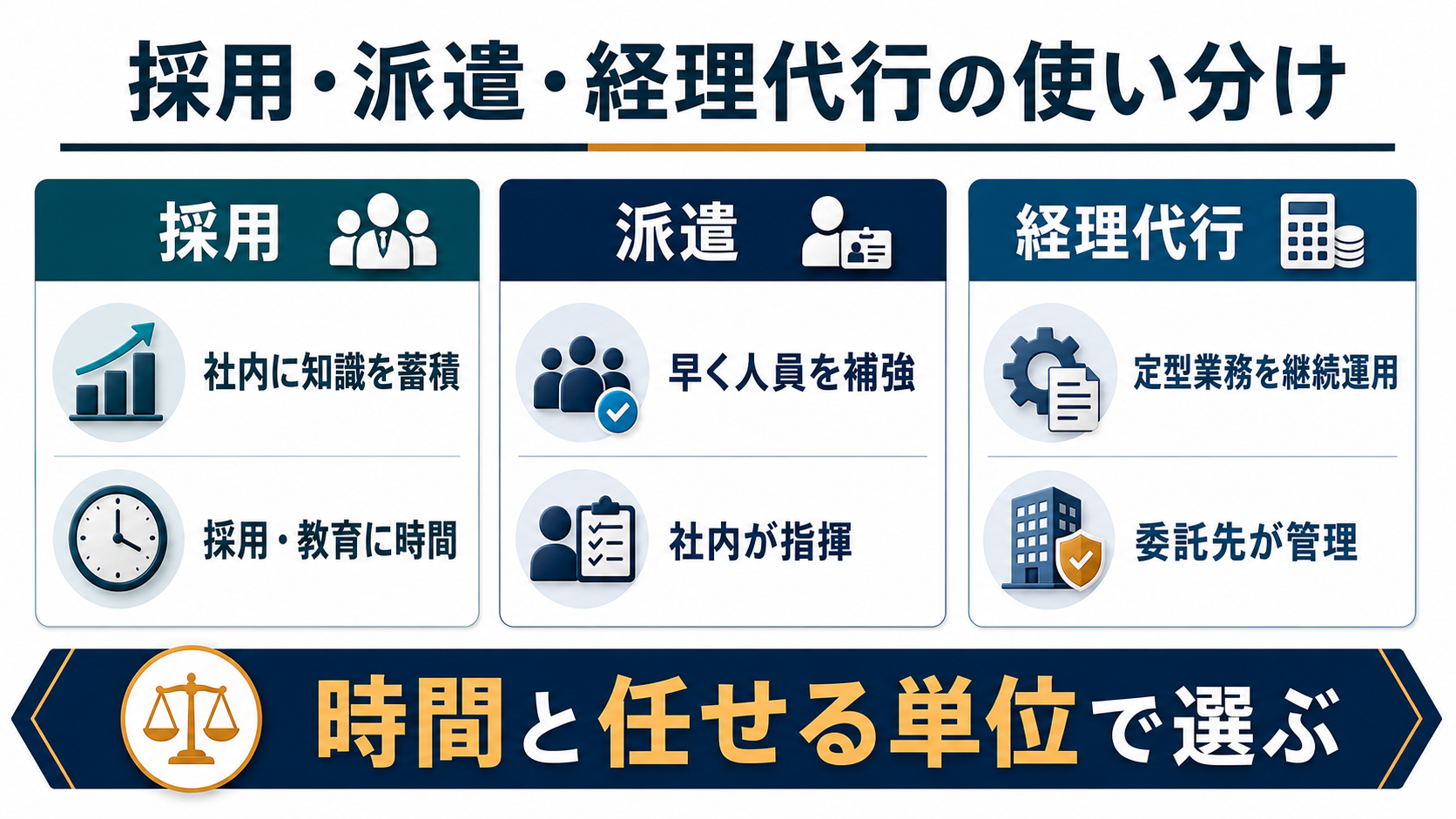 採用・派遣・経理代行の比較