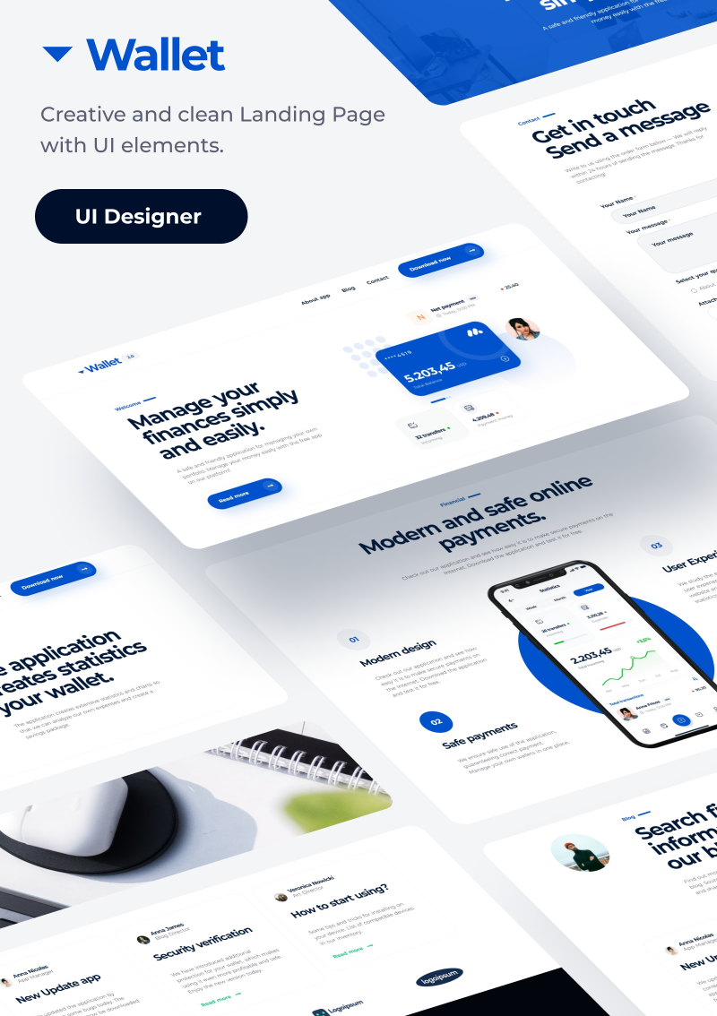 Design mock up for Landing Page | Wallet App