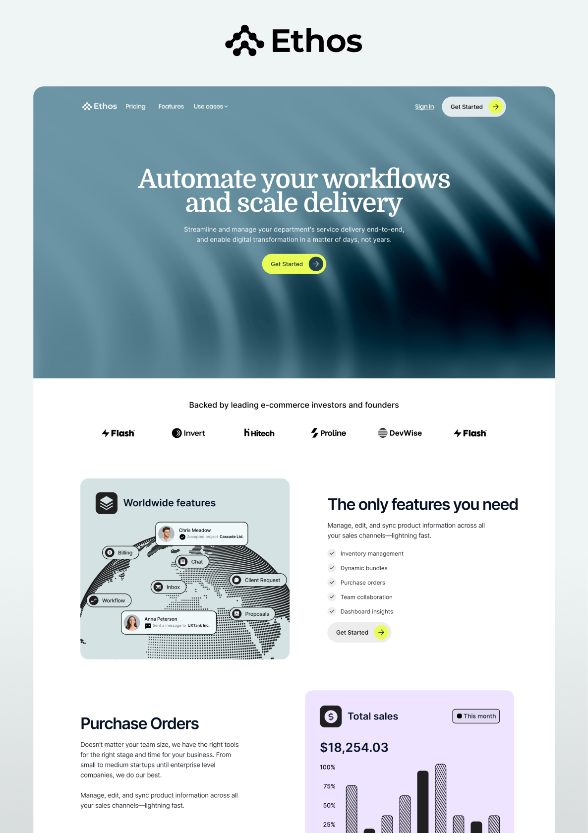 Design mock up for Ethos | SaaS LP