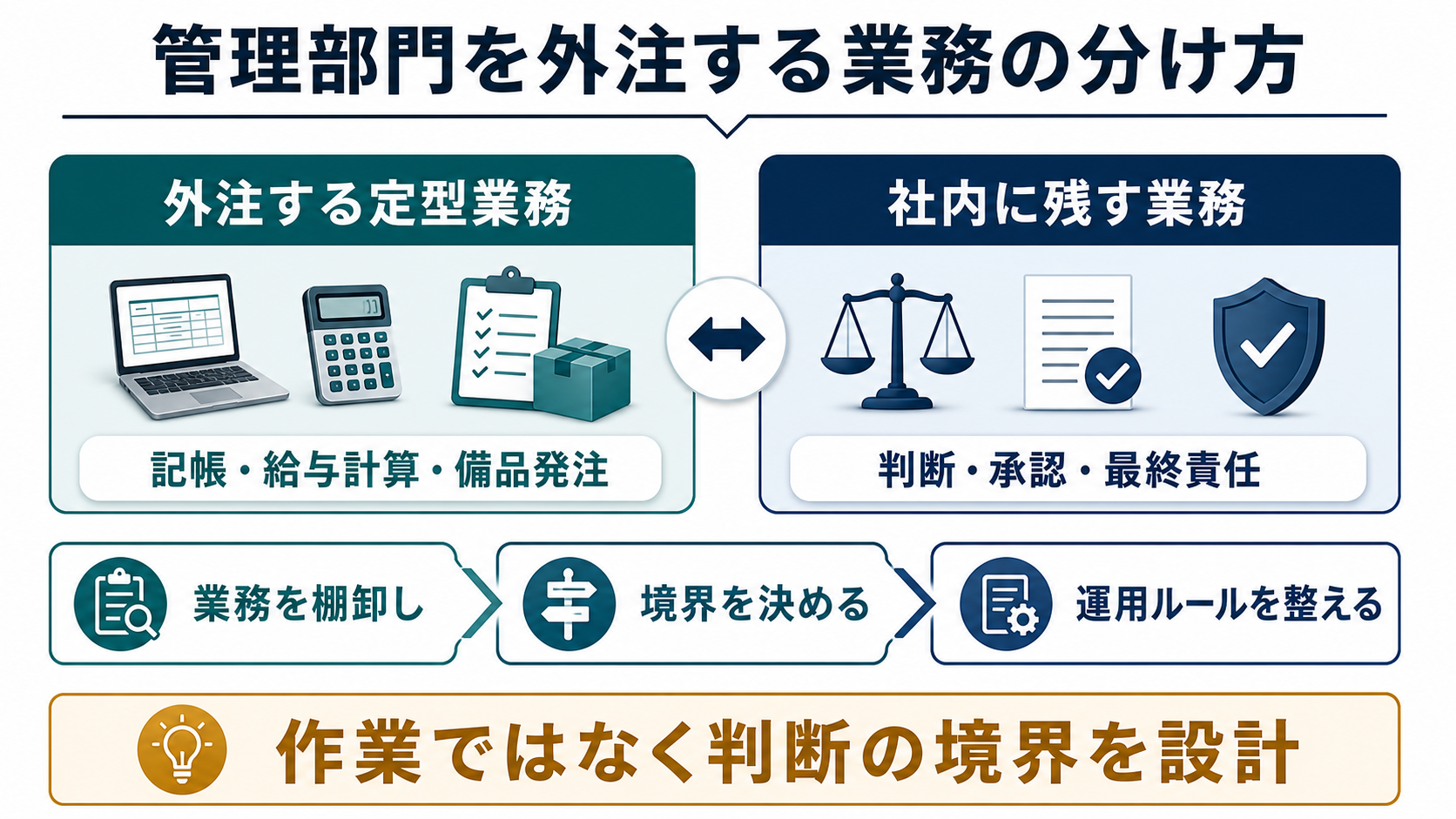 管理部門を外注する業務の分け方