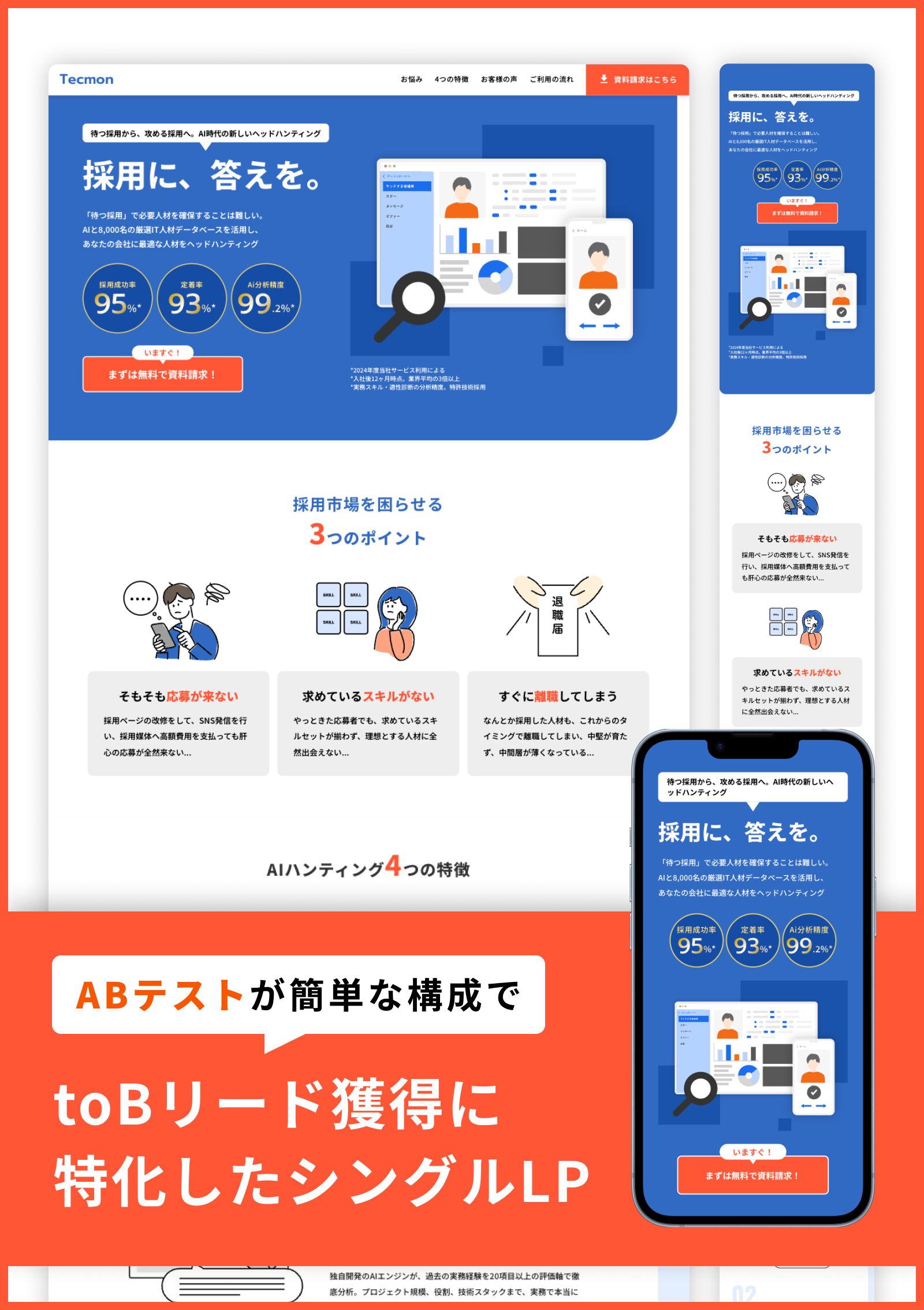 テンプレート toBリード獲得に特化したLP のデザインイメージ