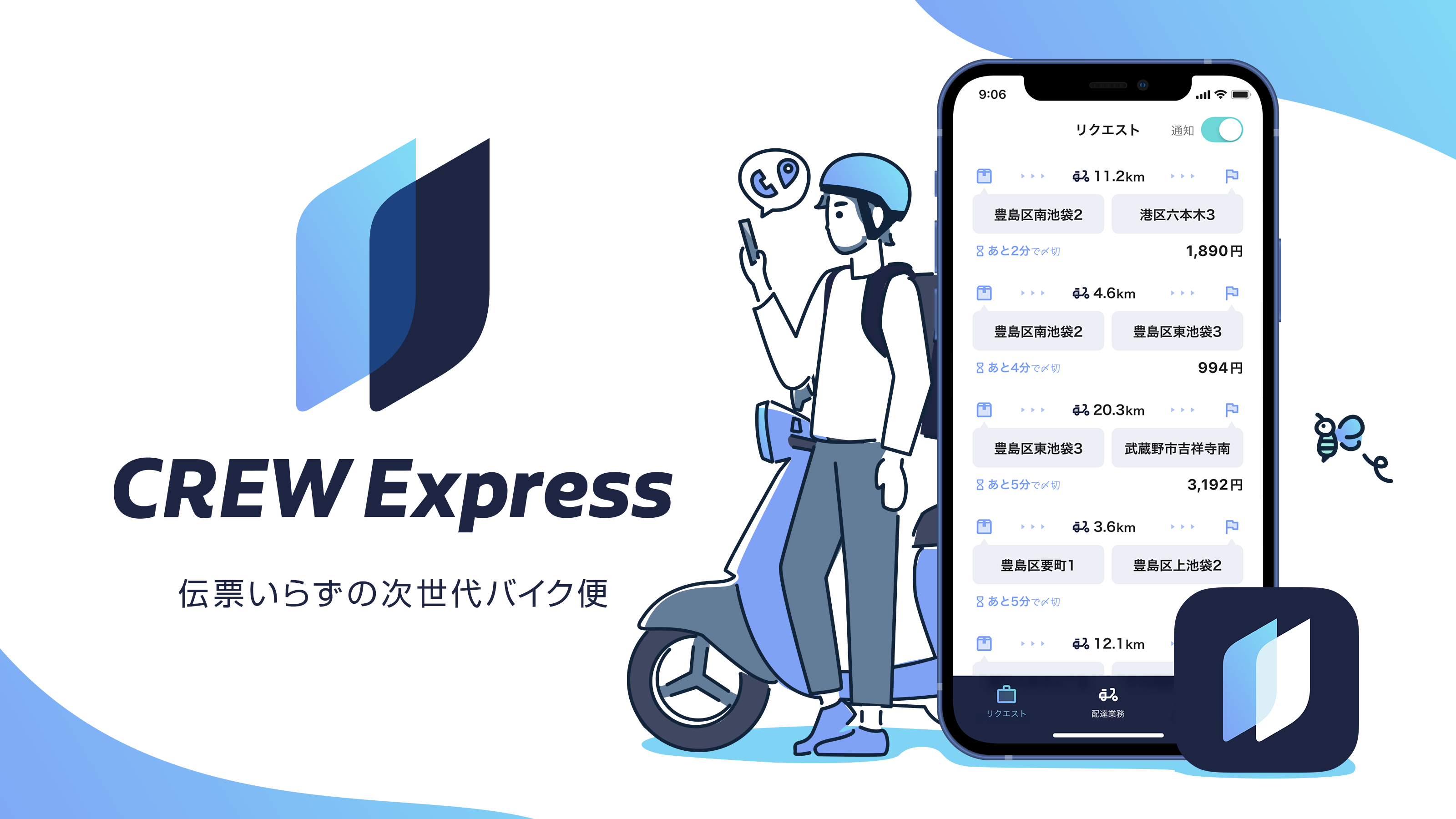 Crew Express クルーエクスプレス 伝票いらずの次世代バイク便