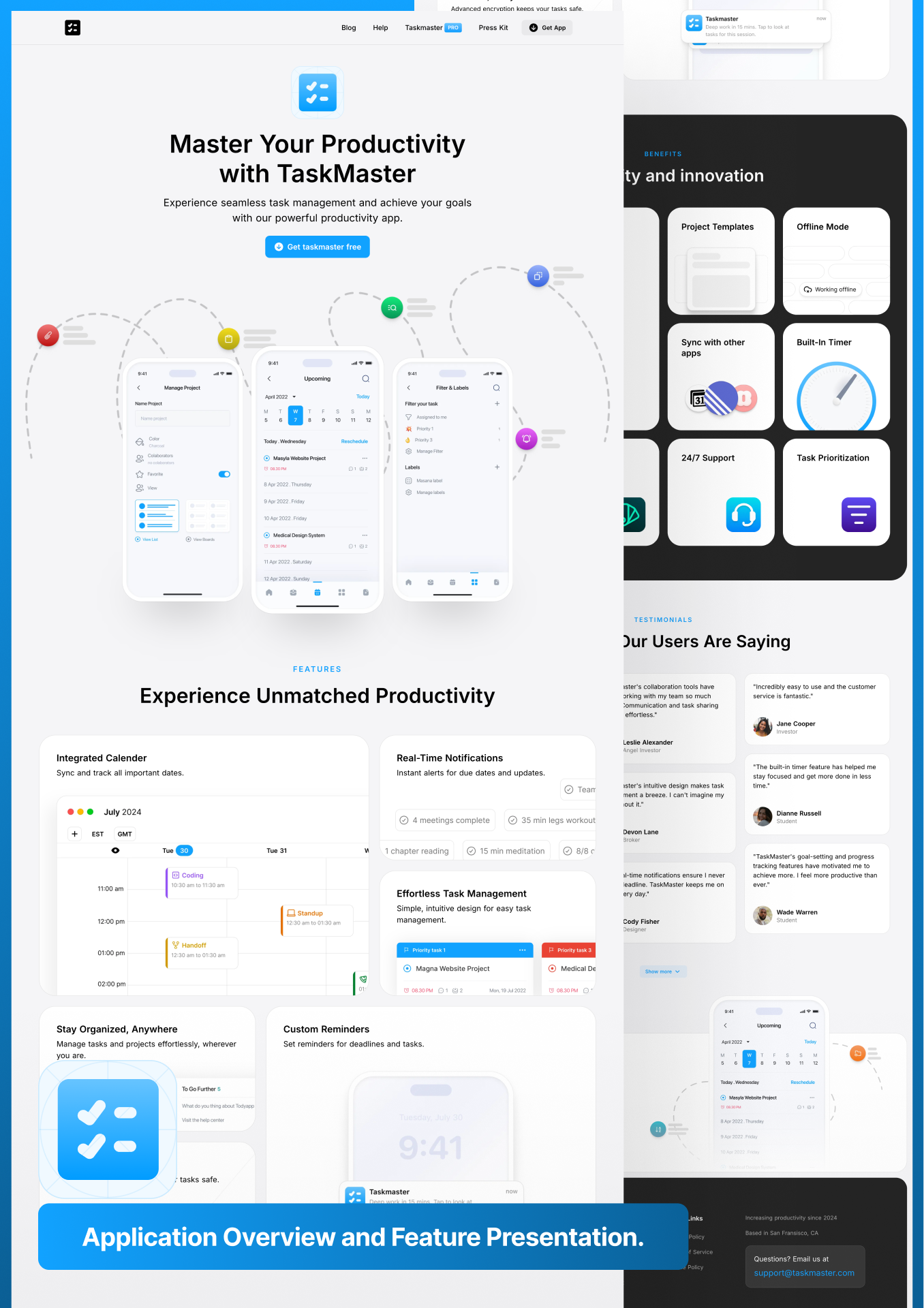Design mock up for TaskMaster | App LP