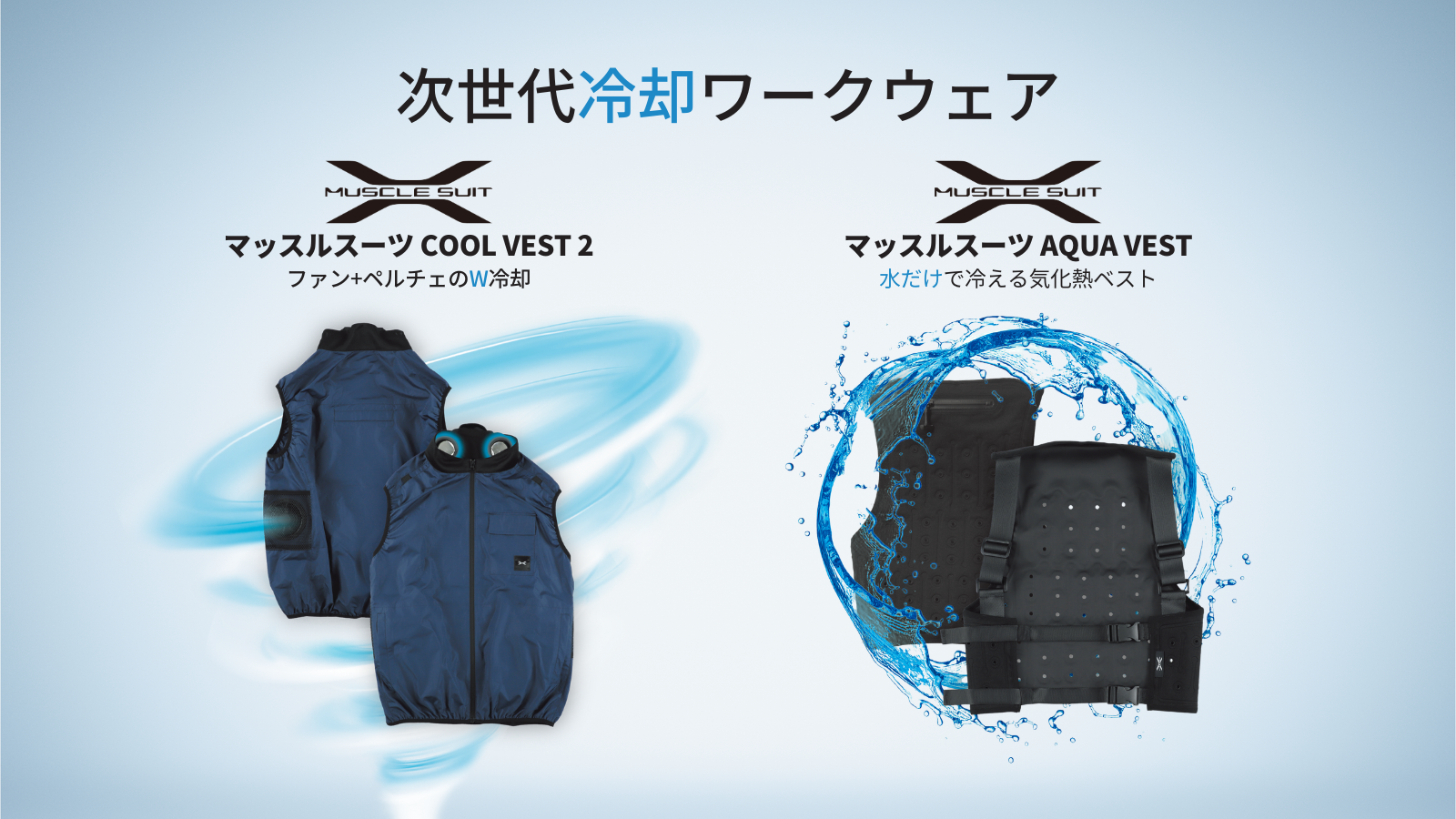 might COOL VEST 2着セット マッスルスーツ冷却シリーズ | W冷却のCOOL VEST 2 × 気化熱のAQUA VEST