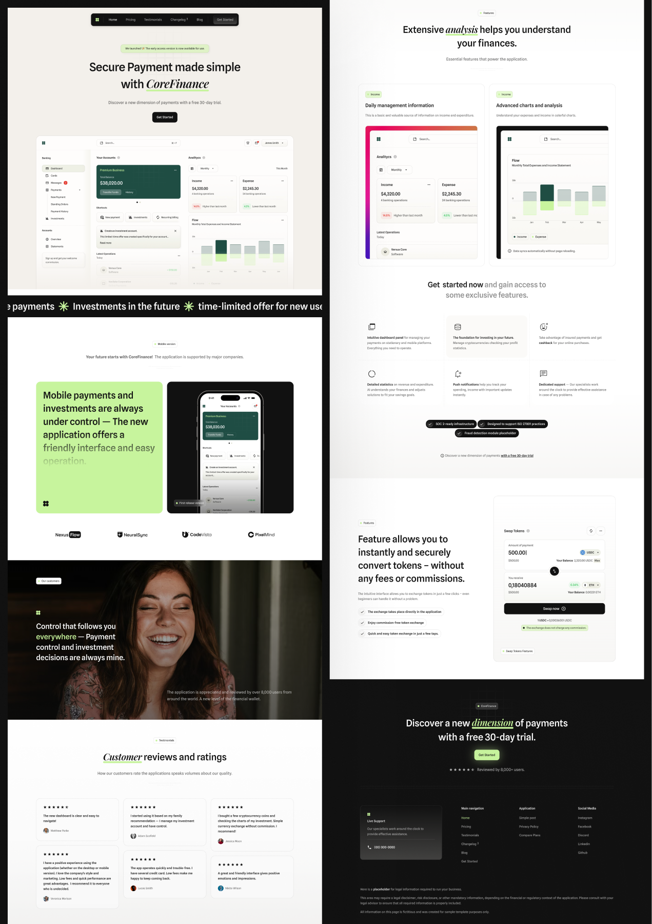 Design mock up for CoreFinance | Fintech LP