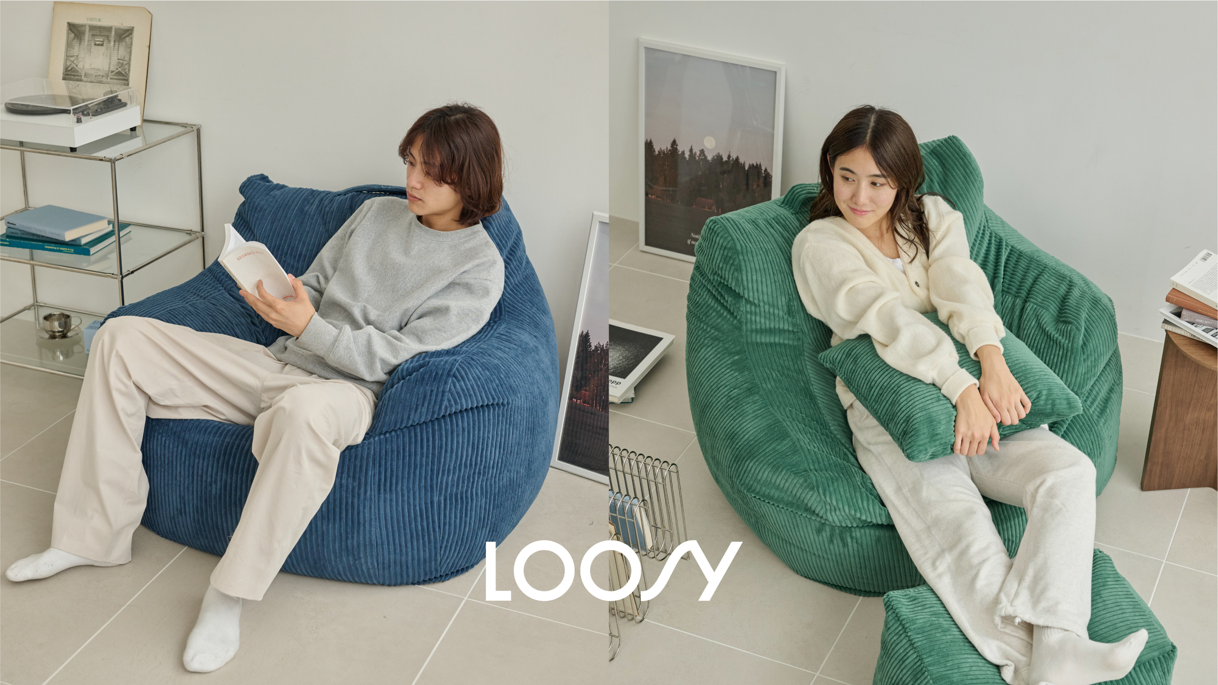 Loosy ソファ LOOSY 1人掛けビーズソファ Green｜1人用ソファ おしゃれ