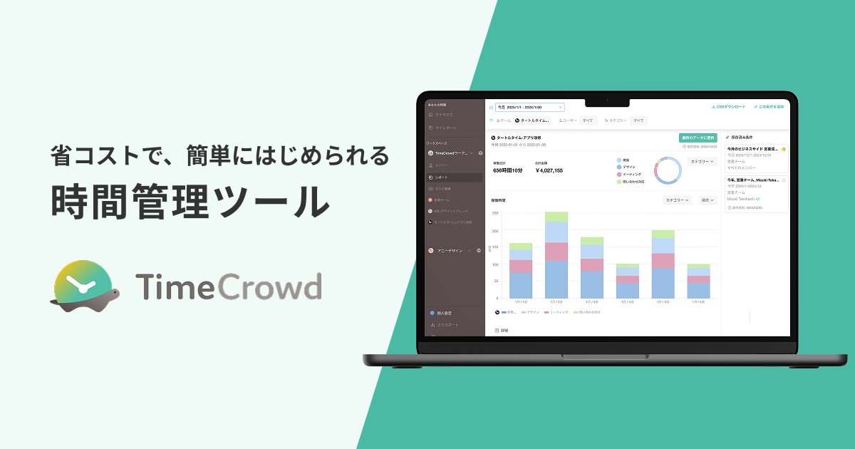TimeCrowd（タイムクラウド）/ 「業務時間を見える化」できる時間管理ツール
