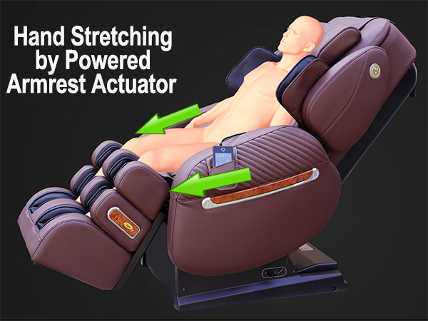 HAND STRETCHING BY POWERED ARMREST ACTUATOR