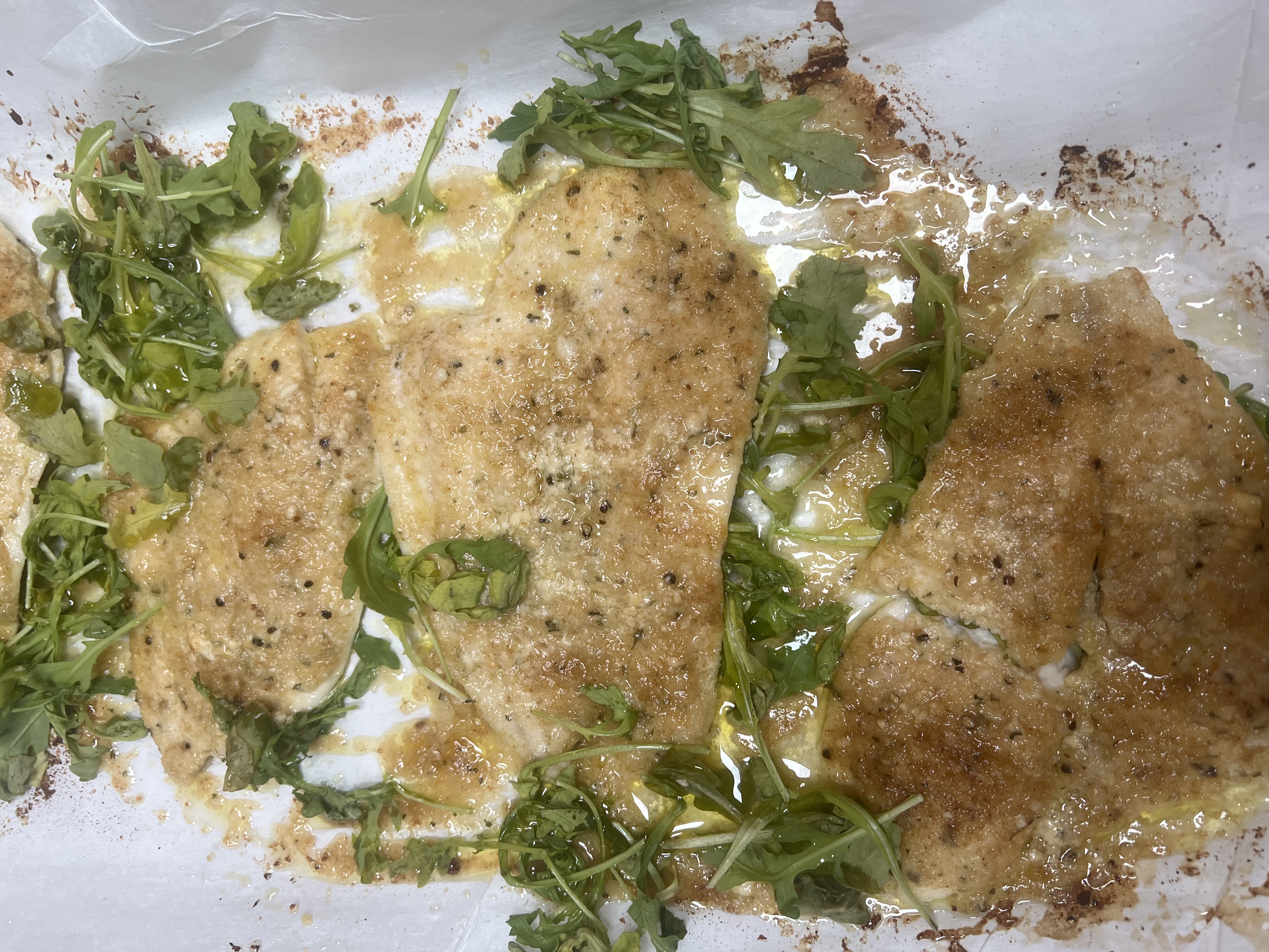 Lemon sole with arugula and lemon sauce