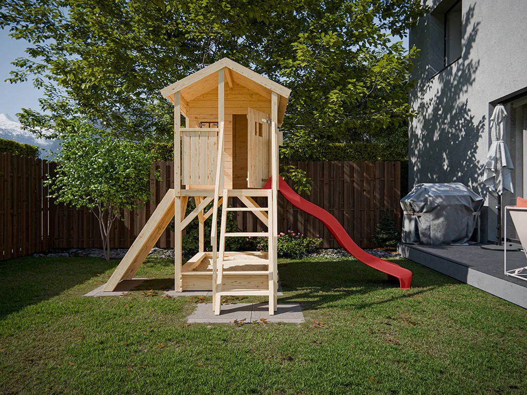 Stelzenhaus Nele naturbelassen inkl. Rutsche rot Produktbild #5