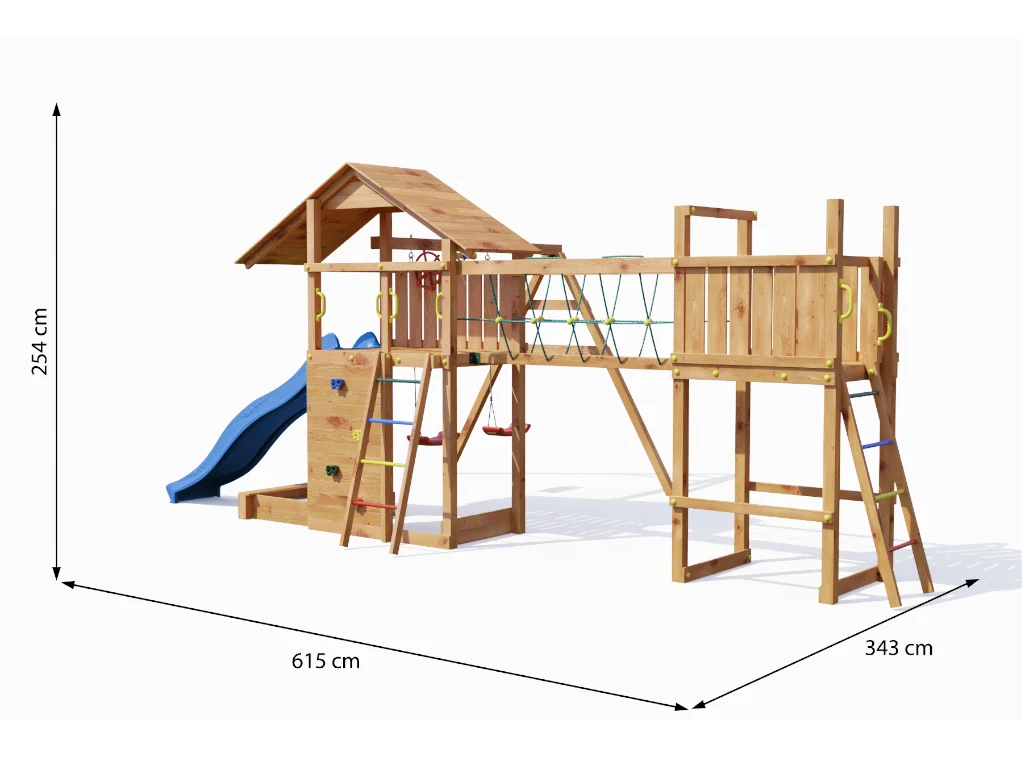 Spielturm Smart 2 Bridge teakfarben inkl. Rutsche blau Produktbild #7