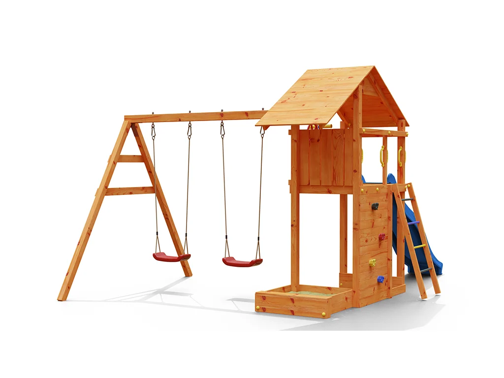 Spielturm Smart 2 teakfarben inkl. Rutsche blau Produktbild #7