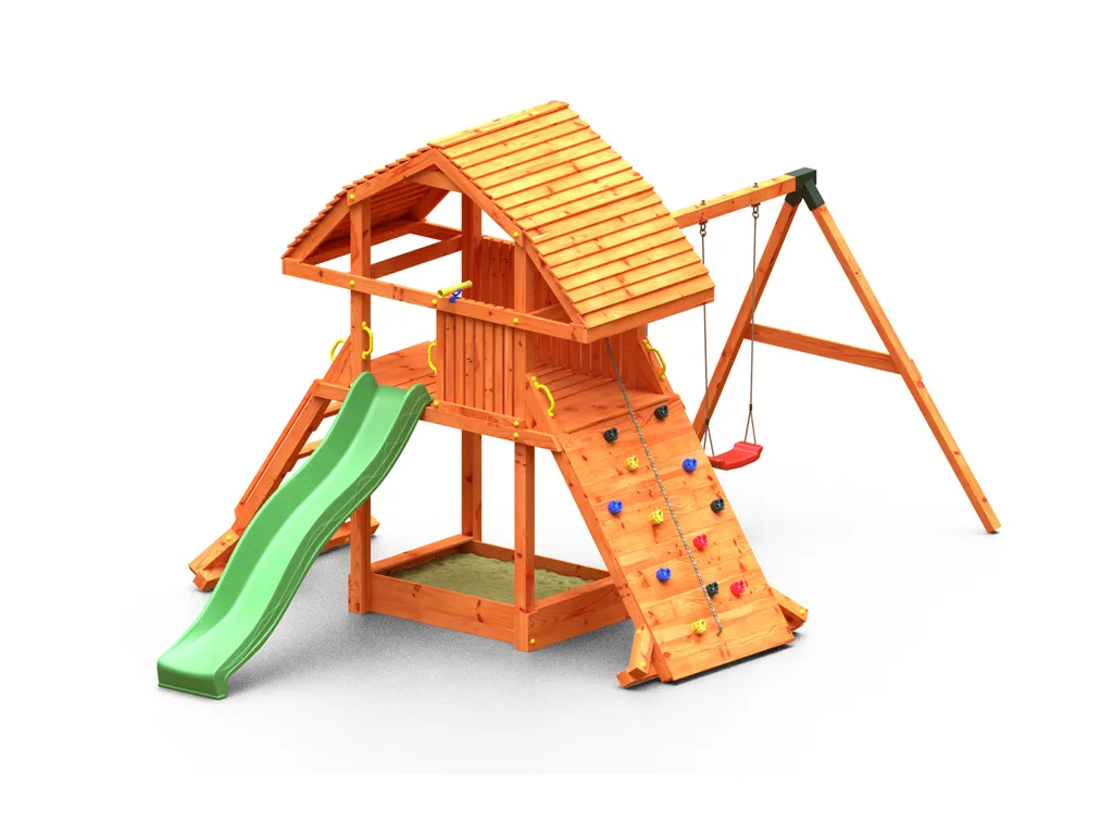 Spielturm Giant Move teakfarben inkl. Rutsche grün Produktbild #5