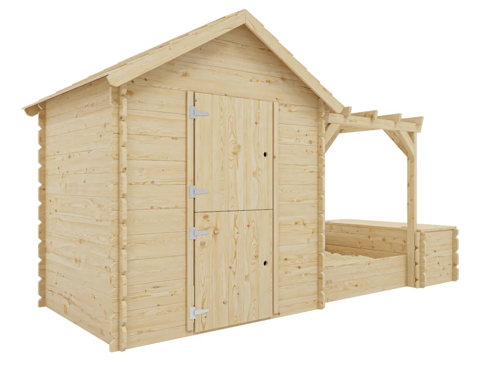 Spielhaus Dino Park inkl. Sandkasten und Pergola 19 mm Blockbohlen naturbelassen Produktbild #4