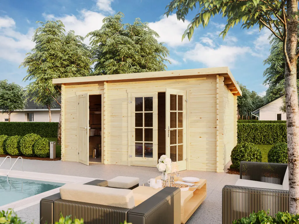 Gartenhaus Blockbohlenhaus Belmont 2 34 mm naturbelassen Produktbild #1