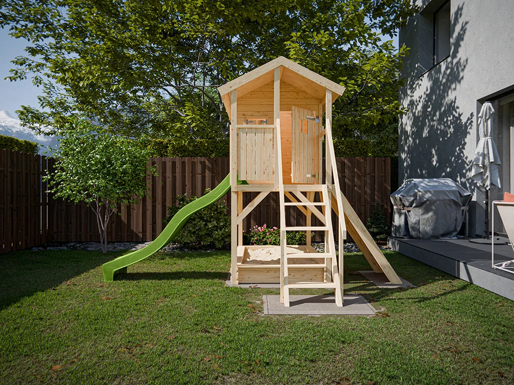 Stelzenhaus Nele naturbelassen inkl. Rutsche grün Produktbild #2