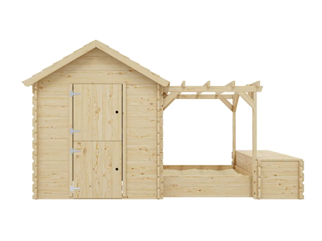 Spielhaus Dino Park inkl. Sandkasten und Pergola 19 mm Blockbohlen naturbelassen Produktbild #3