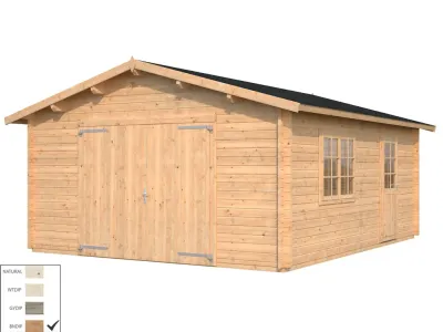 Garage Roger 23,9 m² mit Holztor 44 mm braun tauchimprägniert Produktbild #2