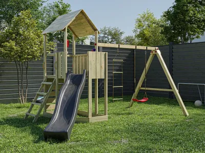 Spielturm Big Monkey KDI inkl. Rutsche grau Produktbild #1