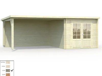 Gartenhaus Blockbohlenhaus Ella 6,9+10,0 m² 28 mm grau tauchimprägniert Produktbild #6