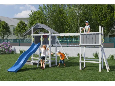 Spielturm Smart 1 Bridge grau/weiß inkl. Rutsche blau Produktbild #2