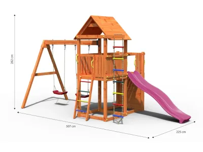 Spielturm Bento D teakfarben inkl. Rutsche pink Produktbild #6