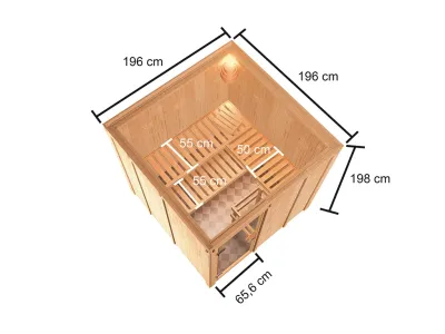 Elementsauna 68 mm Celine 4 SPARSET inkl. 6,8 kW Saunaofen Glow und ext. Steuerung Produktbild #11