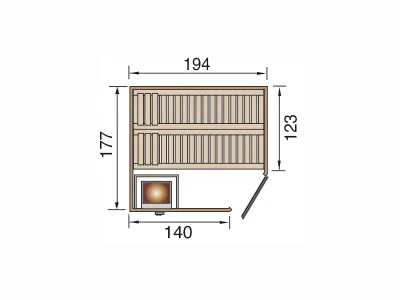 Sauna Elementsauna Varberg 2 HT isolierte Holztür mit Glasausschnitt Produktbild #2