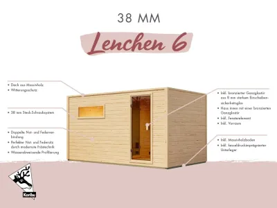 Gartensauna Lenchen 6 terragrau SPARSET mit 9 kW Bio-Ofen und ext. Steuerung Produktbild #4